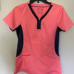Coral Healing Hands scrub top